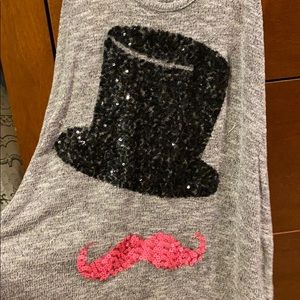 Glitter mustache top hat tank top